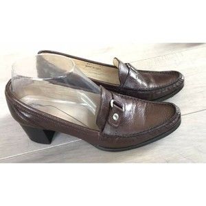 Pascucci brown leather pumps shoes made in Italy 37 us 6.5 block Medium heels